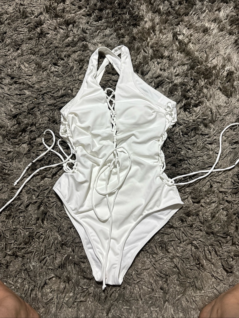 Holipick White Lace-Up One-Piece Swimsuit size M <<<336>>> - Picture 3 of 6